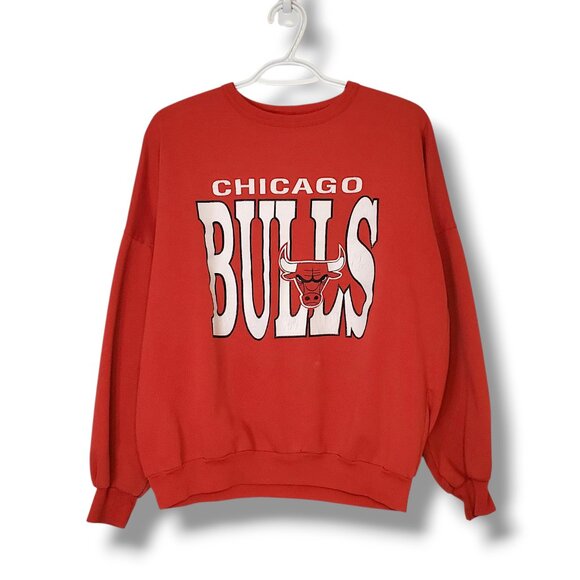 Vintage 80s 90s Chicago Bulls NBA Graphic Crewneck Red Size M - Picture 1 of 4